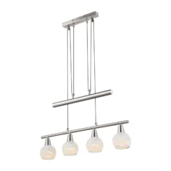Pendellampe Elliott, Länge 60 cm, nickel matt, Metall/Glas
