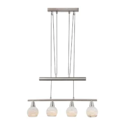 Pendellampe Elliott, Länge 60 cm, nickel matt, Metall/Glas
