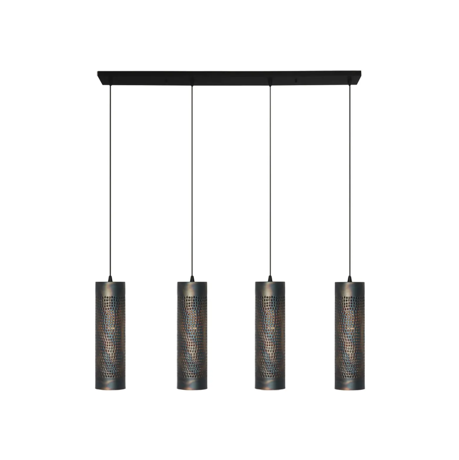 Pendellampe Forato, Länge 120 cm, braun, 4-flg., Metall