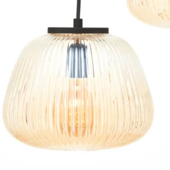 Pendellampe Kaizen, Länge 105 cm, bernstein, 3-flg., Glas
