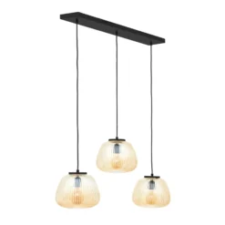Pendellampe Kaizen, Länge 105 cm, bernstein, 3-flg., Glas