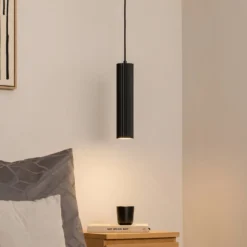 Pendellampe Karbon, schwarz, Ø 6 cm, Aluminium