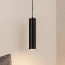 Pendellampe Karbon, schwarz, Ø 6 cm, Aluminium