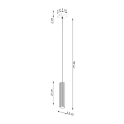 Pendellampe Karbon, weiß, Ø 6 cm, Aluminium