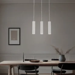 Pendellampe Karbon, weiß, Länge 45 cm, Aluminium, 3-flg.