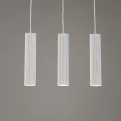 Pendellampe Karbon, weiß, Länge 45 cm, Aluminium, 3-flg.