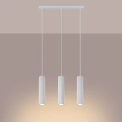 Pendellampe Karbon, weiß, Länge 45 cm, Aluminium, 3-flg.