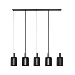 Pendellampe Lambres, schwarz Länge 164 cm Glas/Metall 5-flg.