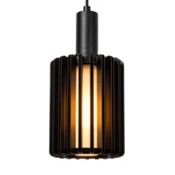 Pendellampe Lambres, schwarz Länge 164 cm Glas/Metall 5-flg.