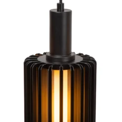 Pendellampe Lambres, schwarz Länge 164 cm Glas/Metall 5-flg.