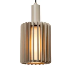 Pendellampe Lambres, taupe, Länge 164 cm, Glas/Metall 5-flg.