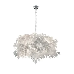 Pendellampe Leavy, chrom/weiß, Ø 70 cm, Kunststoff