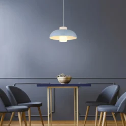 Pendellampe Lowe, blau matt, Ø 38 cm, Metall