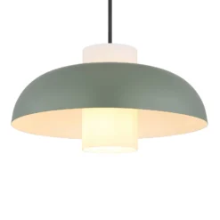 Pendellampe Lowe, grün matt, Ø 38 cm, Metall