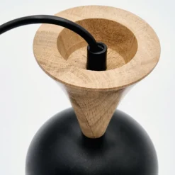 Pendellampe Nolan, Ø 11 cm, schwarz/eiche, Metall/Holz