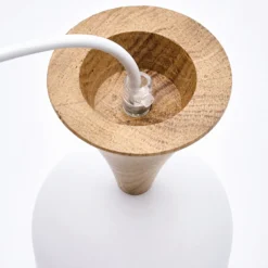 Pendellampe Nolan, Ø 11 cm, weiß/eiche, Metall/Holz