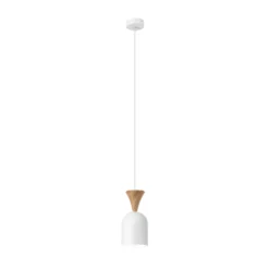 Pendellampe Nolan, Ø 11 cm, weiß/eiche, Metall/Holz