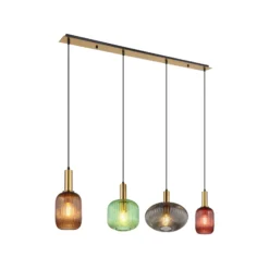 Pendellampe Normy, Länge 115 cm, bunt, Glas, 4-flg.