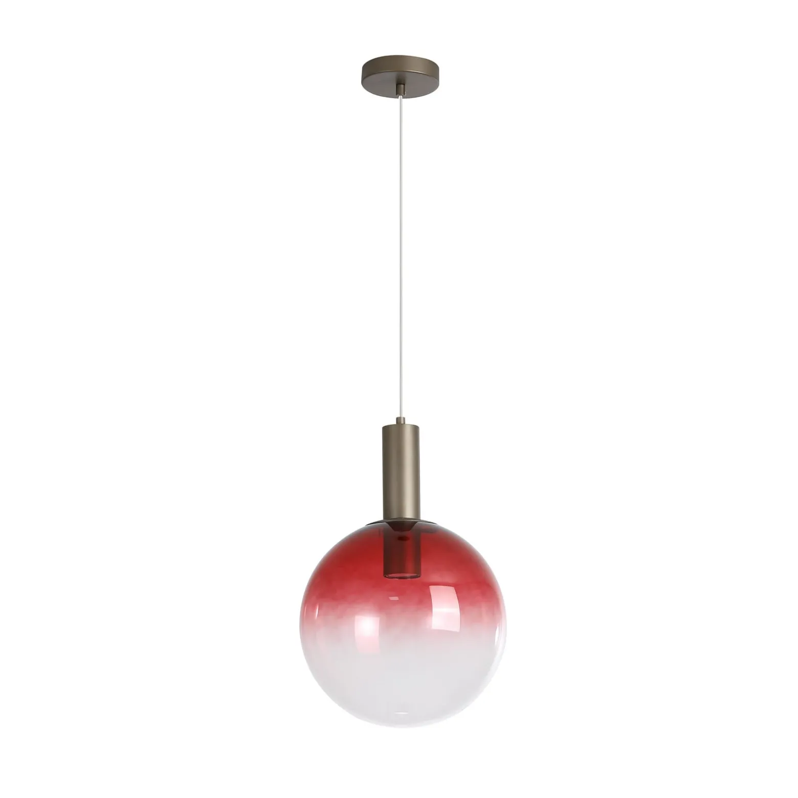 Pendellampe Ombre, Kugel, rot/weiß, Ø 30 cm, Glas