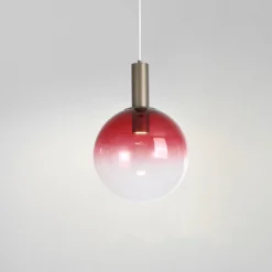 Pendellampe Ombre, Kugel, rot/weiß, Ø 30 cm, Glas
