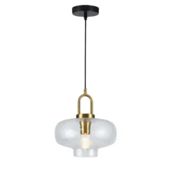 Pendellampe Oslo, Ø 26 cm, klar/goldfarben, Glas