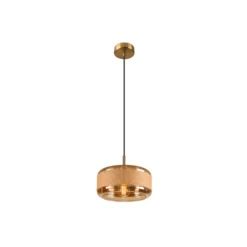 Pendellampe Pantilo Rope 27, braun/amber/gold, Glas, Ø 27 cm