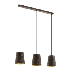 Pendellampe Segezia, mokka-/goldfarben, Länge 88 cm, 3-flg.