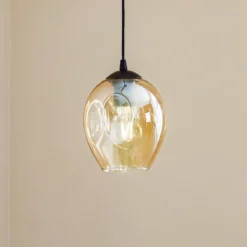 Pendellampe Starla einflammig, Glasschirm amber