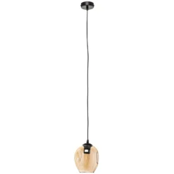Pendellampe Starla einflammig, Glasschirm amber