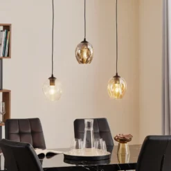 Pendellampe Starla gerade 3-flg. grafit/amber/klar