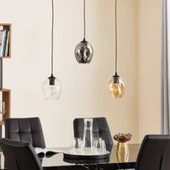 Pendellampe Starla gerade 3-flg. grafit/amber/klar