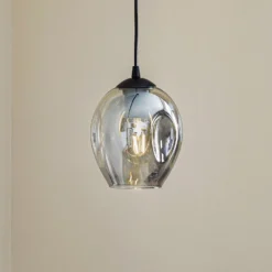 Pendellampe Starla, Glas grafit, 1-flammig rund