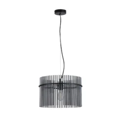 Pendellampe Swizzle, schwarz/rauchgrau, Ø 40 cm, Glas/Metall