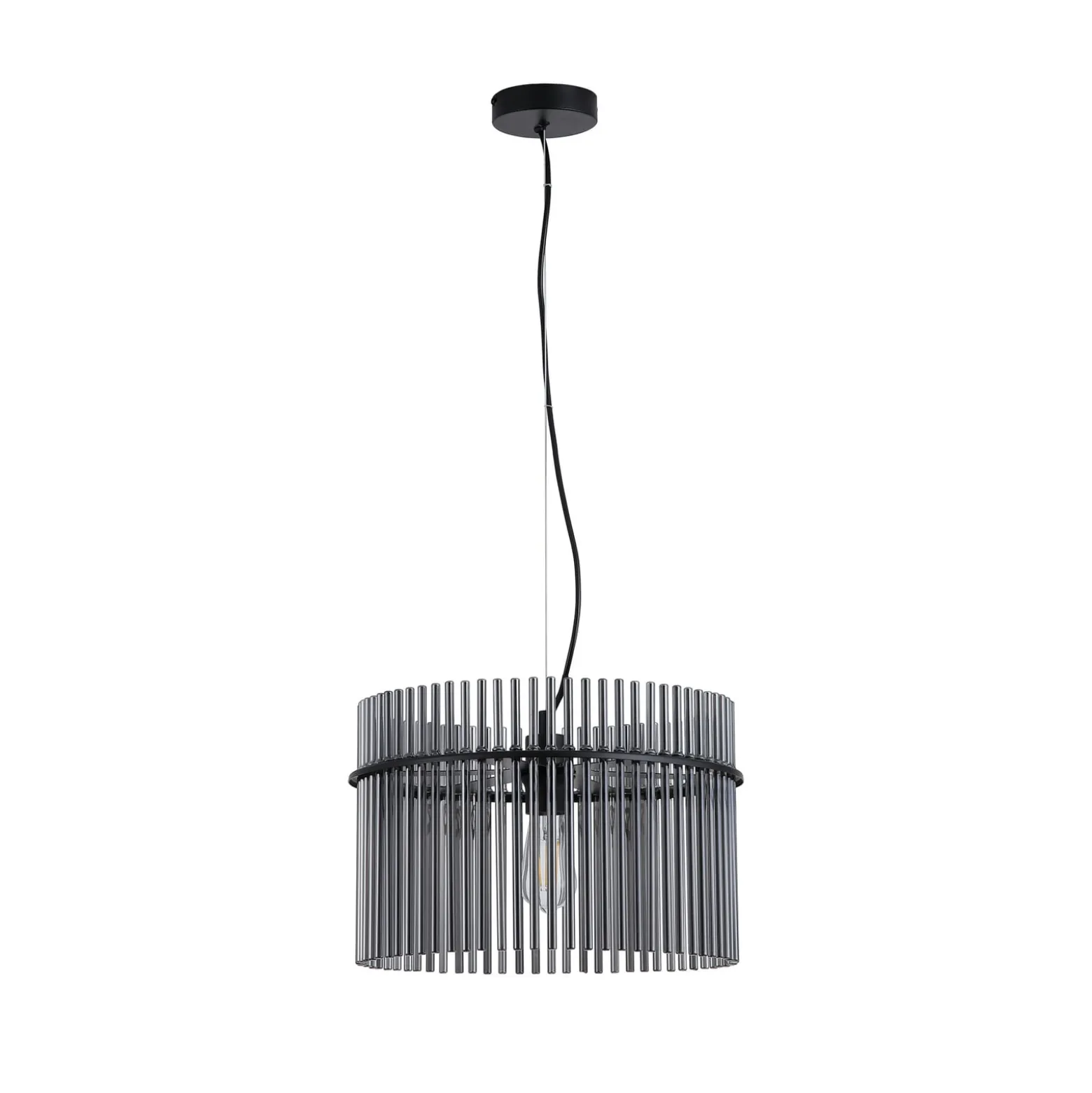 Pendellampe Swizzle, schwarz/rauchgrau, Ø 40 cm, Glas/Metall