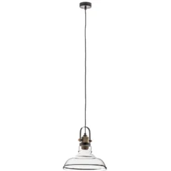Pendellampe Teo mit Glasschirm, patiniert
