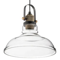 Pendellampe Teo mit Glasschirm, patiniert