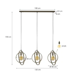 Pendellampe Turn Around, beige, 3-flammig, 130 cm, E27