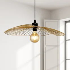 Pendellampe Wave, schwarz/goldfarben, Ø 51 cm, Metall