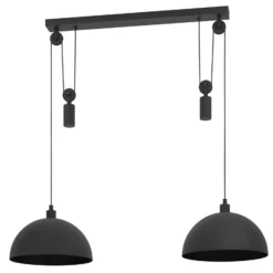 Pendellampe Winkworth, schwarz, Länge 118 cm, Metall, 2-flg.