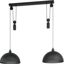 Pendellampe Winkworth, schwarz, Länge 118 cm, Metall, 2-flg.