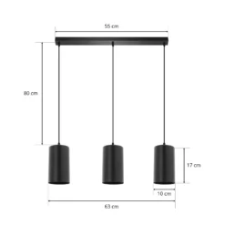 Pendellampe ZW Tube 170, 3fl, schwarz