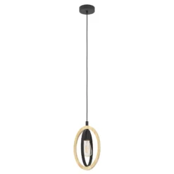Pendelleuchte Basildon aus Holz/Stahl, einflammig