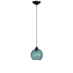 Pendelleuchte Benek, blau, Glas, Ø 20 cm, E27