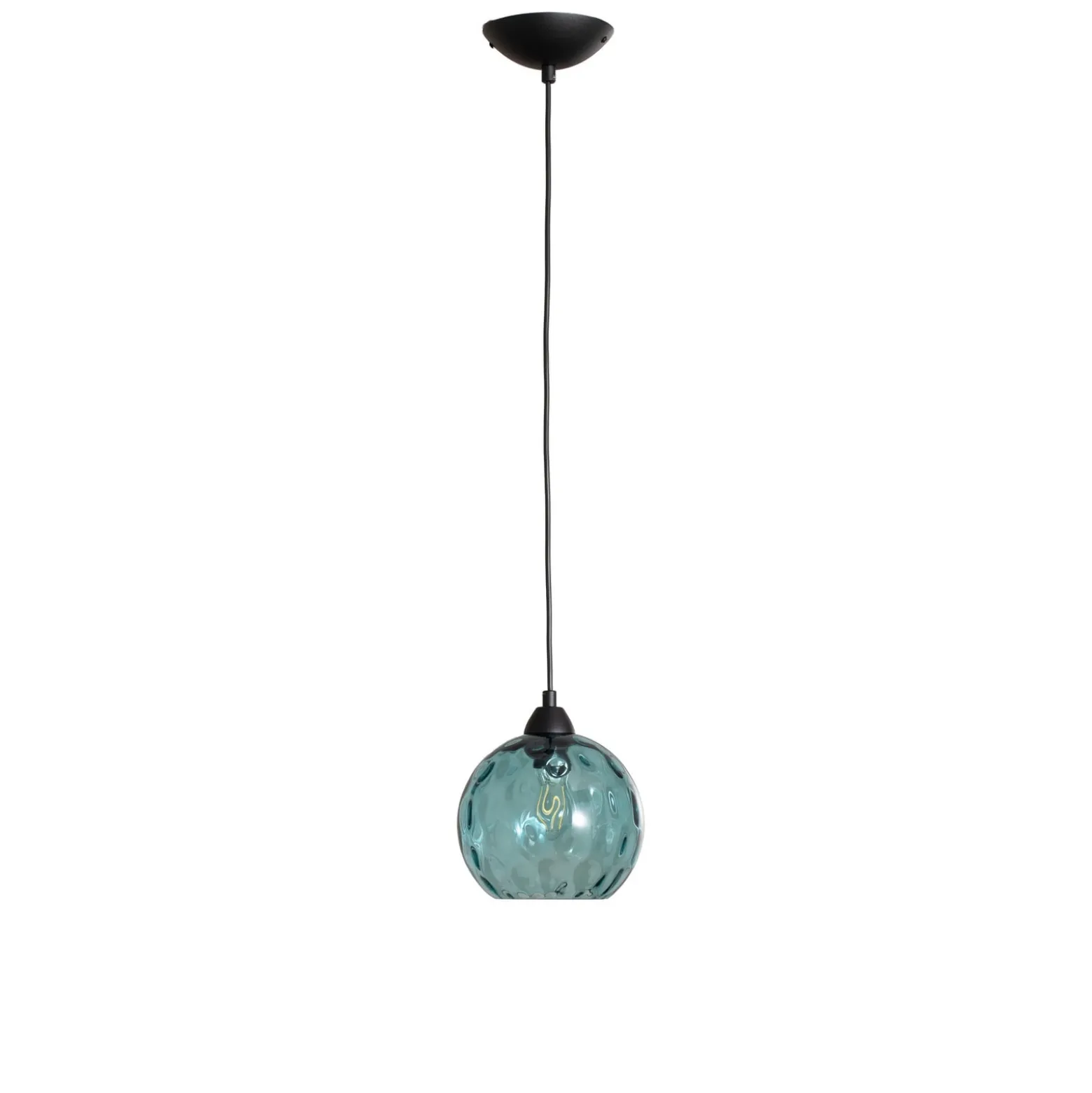 Pendelleuchte Benek, blau, Glas, Ø 20 cm, E27