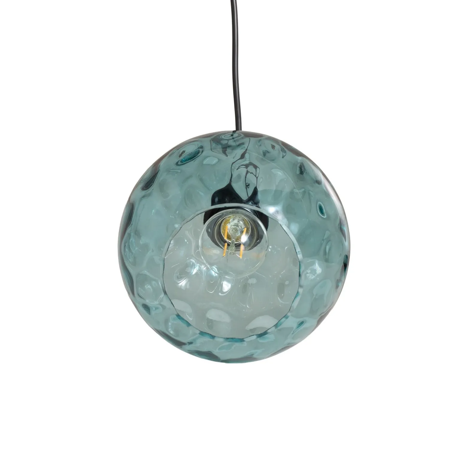 Pendelleuchte Benek, blau, Glas, Ø 20 cm, E27