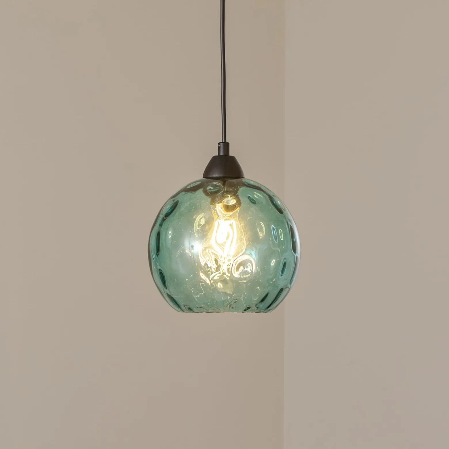 Pendelleuchte Benek, blau, Glas, Ø 20 cm, E27