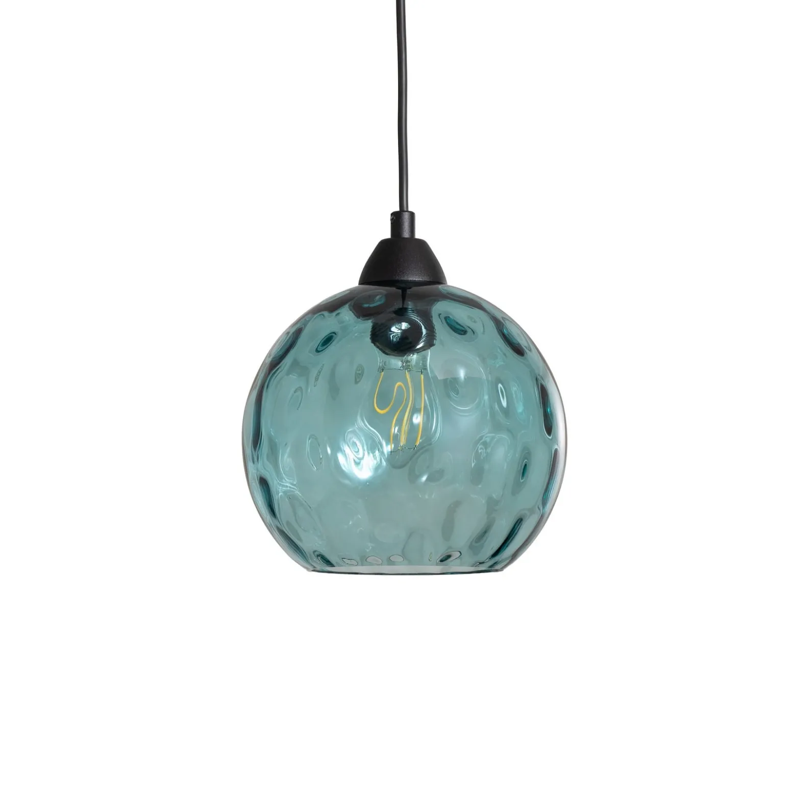 Pendelleuchte Benek, blau, Glas, Ø 20 cm, E27