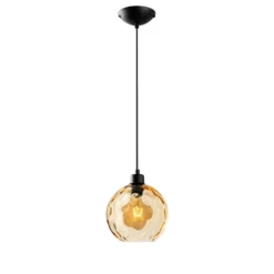 Pendelleuchte Benek, gelb, Glas, Ø 20 cm, E27