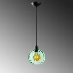 Pendelleuchte Benek, grün, Glas, Ø 20 cm, E27