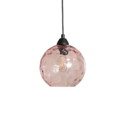 Pendelleuchte Benek, pink, Glas, Ø 20 cm, E27